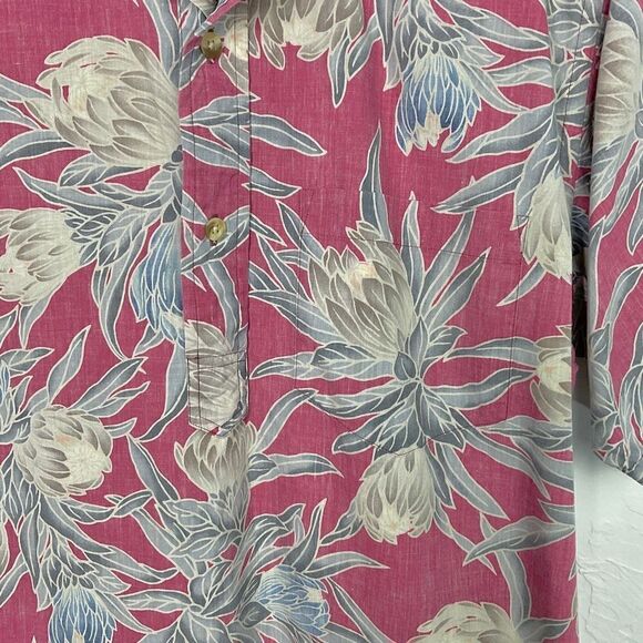The Ono Shirt By Liberty House Vintage Red Floral Reverse Print Hawaiian Small - Picture 2 of 5